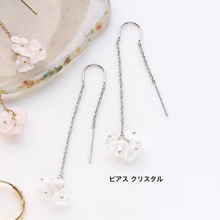 レシピNo.KR0318 半貴石サザレのフリンジチャームイヤーアクセサリー2種