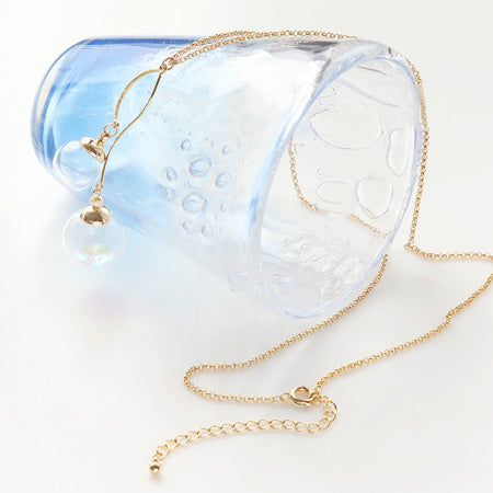 レシピNo.KR0329 ガラスボールのスウィングバブルネック&ピアス