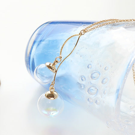 レシピNo.KR0329 ガラスボールのスウィングバブルネック&ピアス