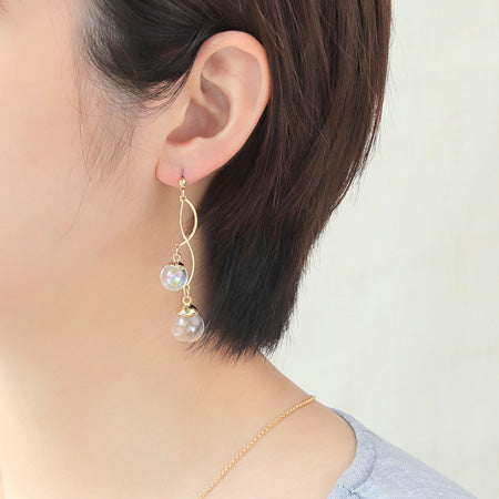 レシピNo.KR0329 ガラスボールのスウィングバブルネック&ピアス