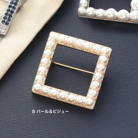 レシピNo.KR0364 スクエアビジューブローチ3種