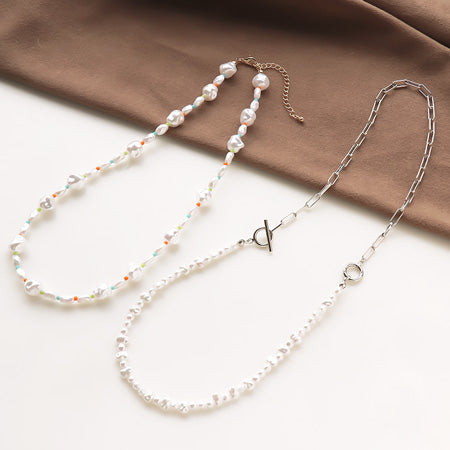 レシピNo.KR0409 プチバロックパールのネックレス2種