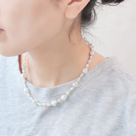 レシピNo.KR0409 プチバロックパールのネックレス2種