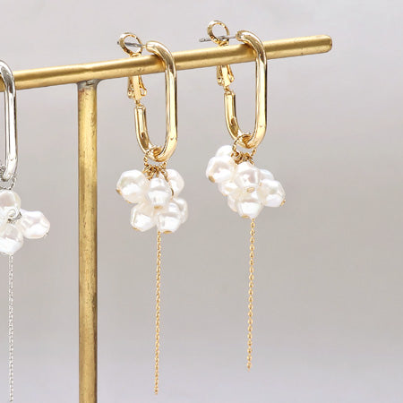 レシピNo.KR0410 プチバロックパールのフリンジピアス