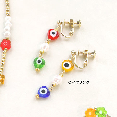 レシピNo.KR0424 ミルフィオリガラスのモチーフビーズアクセサリー4種