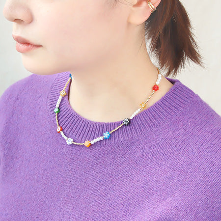 レシピNo.KR0424 ミルフィオリガラスのモチーフビーズアクセサリー4種