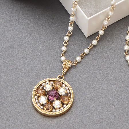 Recipe No.KR0436 Kiwa crystal classical circle necklace
