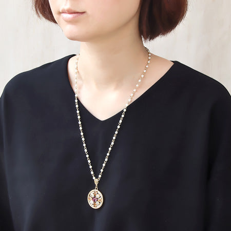 Recipe No.KR0436 Kiwa crystal classical circle necklace