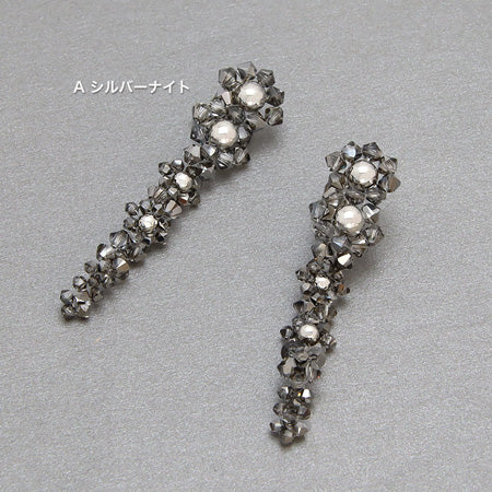レシピNo.KR0438 貴和クリスタルのロングイヤリング2種