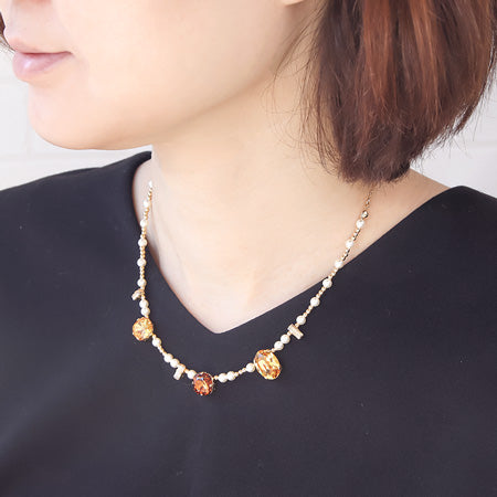レシピNo.KR0457 貴和クリスタルのビジューネックレス2種