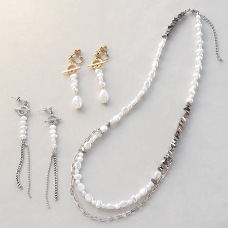 Kr0482 resin pearl Baroque and chain Unisex accessories