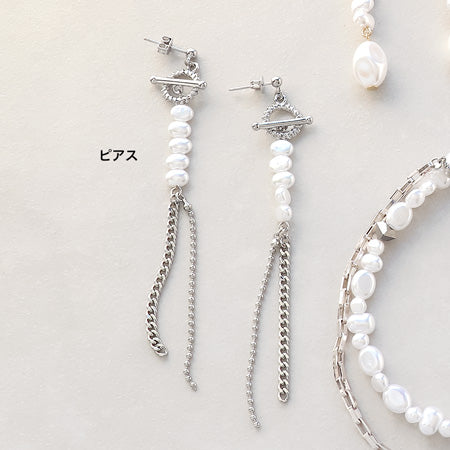 Kr0482 resin pearl Baroque and chain Unisex accessories