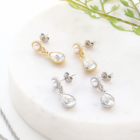 Recipe No.KR0491 Kiwa crystal French chic neck and earrings
