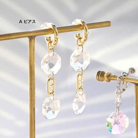 レシピNo.KR0493 アスフォークリスタルのコネクトイヤーアクセサリー2種