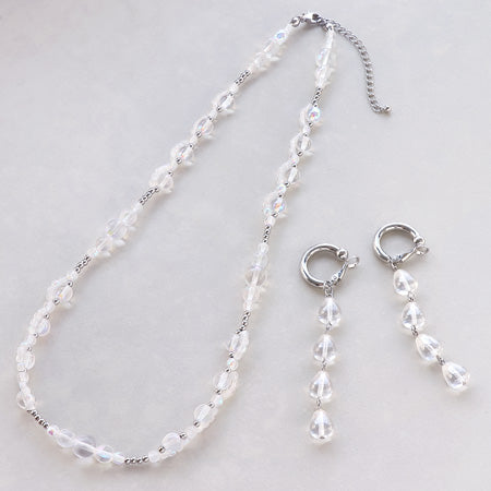レシピNo.KR0494 チェコビーズクリアラスターのネック&イヤリング