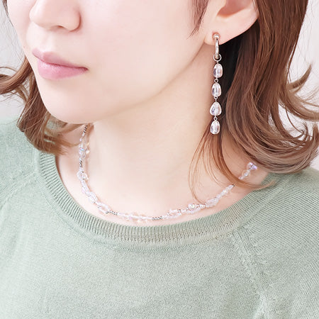 レシピNo.KR0494 チェコビーズクリアラスターのネック&イヤリング