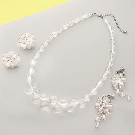 レシピNo.KR0506 チェコビーズのクリアボールアクセサリー3種