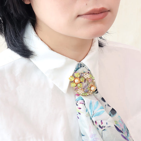 Recipe No.KR0514 Kiwa crystal bouquet brooch