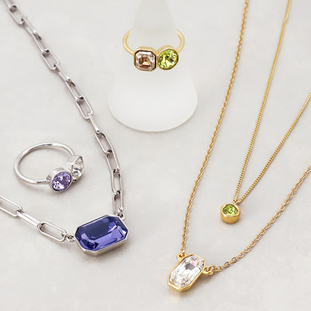 レシピNo.KR0515 貴和クリスタルエメラルドカットのアクセサリー3種