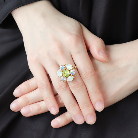 Recipe No.KR0517 Kiwa crystal round flower ring