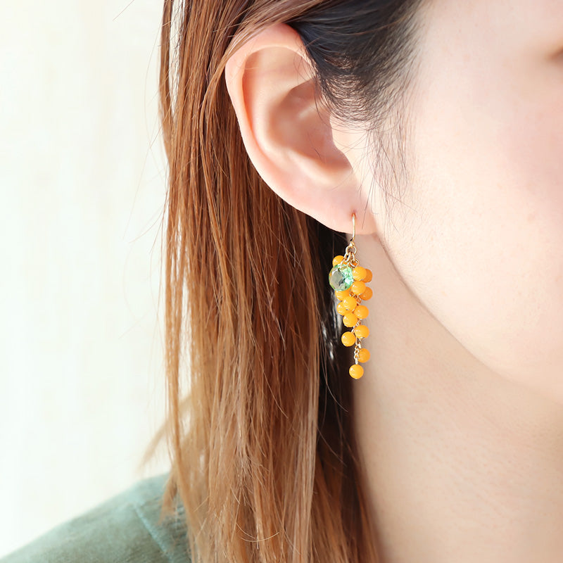 レシピNo.KR0519 ドイツ製アクリル丸玉のボタニカルピアス3種