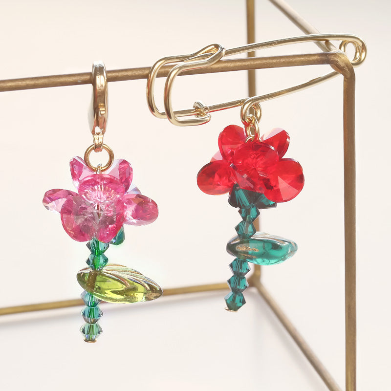 レシピNo.KR0521 貴和クリスタルのカーネーションアクセサリー2種