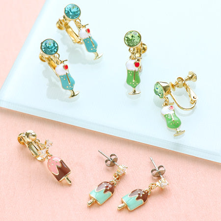 レシピNo.KR0525 チャームスイーツのイヤーアクセサリー5種