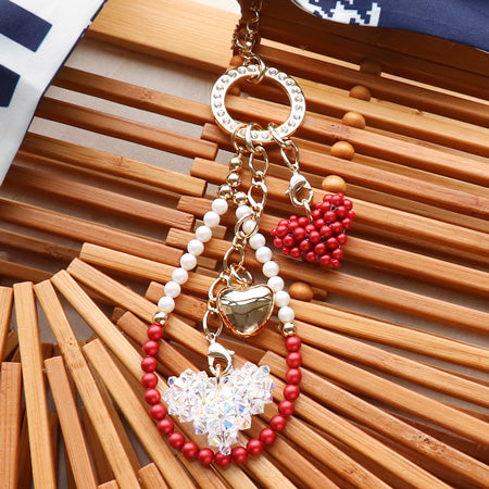 レシピNo.KR0535 クリスタルパールのハートバッグチャーム