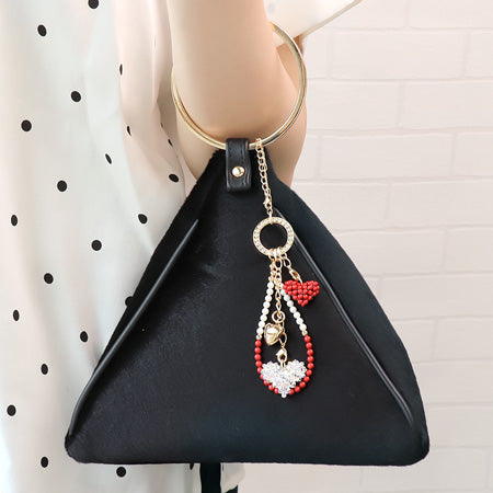 Recipe No.KR0535 Crystal pearl heart bag charm