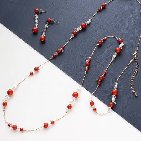 Kr0536 crystal pearl station neck & Pierce