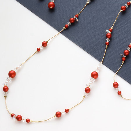 Kr0536 crystal pearl station neck & Pierce