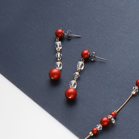 Kr0536 crystal pearl station neck & Pierce