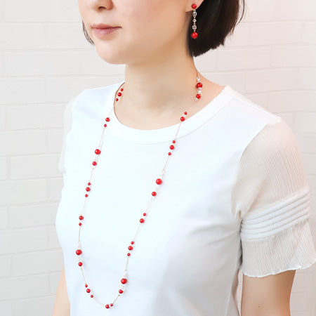 Kr0536 crystal pearl station neck & Pierce
