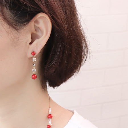 Kr0536 crystal pearl station neck & Pierce