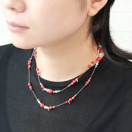 レシピNo.KR0536 クリスタルパールのステーションネック&ピアス