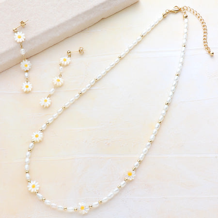 レシピNo.KR0553 シェルパーツデイジーのネック&ピアス