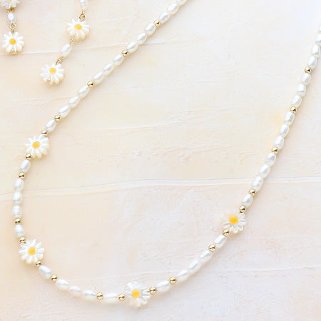 Recipe No.KR0553 Shell parts Daisy neck & earrings