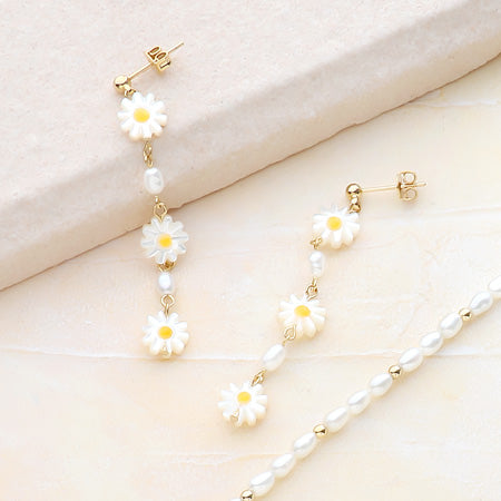 レシピNo.KR0553 シェルパーツデイジーのネック&ピアス