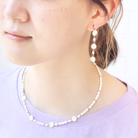 レシピNo.KR0553 シェルパーツデイジーのネック&ピアス