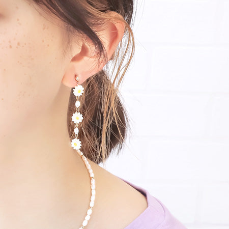レシピNo.KR0553 シェルパーツデイジーのネック&ピアス