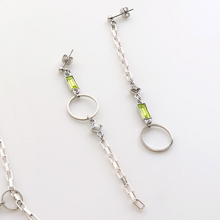 レシピNo.KR0557 貴和クリスタルとシルバーメッキチェーンのラリエット&ピアス