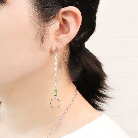 レシピNo.KR0557 貴和クリスタルとシルバーメッキチェーンのラリエット&ピアス