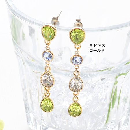 レシピNo.KR0560 貴和クリスタルのスウィングビジューイヤーアクセサリー3種