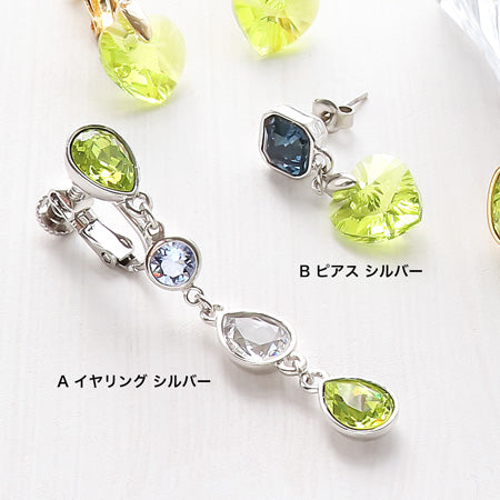 レシピNo.KR0560 貴和クリスタルのスウィングビジューイヤーアクセサリー3種