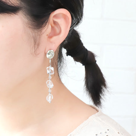 レシピNo.KR0570 ドイツ製アクリルラウンド・ファセットスクエアのピアス2種