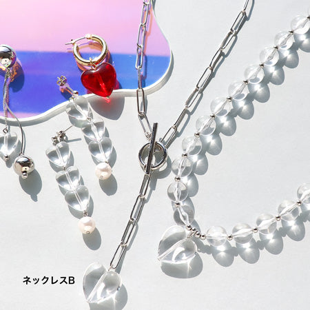 レシピNo.KR0572 ドイツ製アクリルプレーンハートのアクセサリー5種
