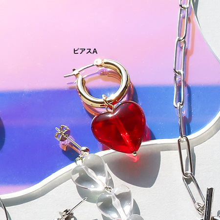 レシピNo.KR0572 ドイツ製アクリルプレーンハートのアクセサリー5種