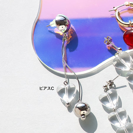 レシピNo.KR0572 ドイツ製アクリルプレーンハートのアクセサリー5種