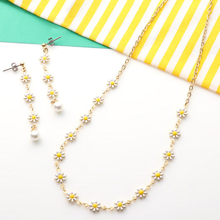 レシピNo.KR0574 デザインチェーンのフラワーネック&ピアス