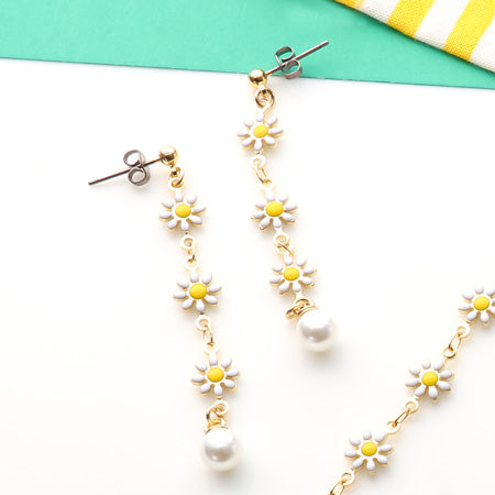 レシピNo.KR0574 デザインチェーンのフラワーネック&ピアス
